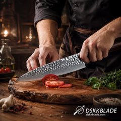 8 Inch Damascus Chef Knife, 67 Layer Steel, Ebony Wood Handle, Professional Kitchen Tool
