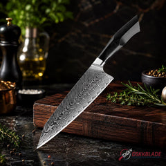 67-Layer Damascus Chef Knife, Black G10 Handle, Kitchen Knife (Gift Box)