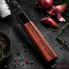 8.5" Chef Knife, 3-Layer 10Cr15CoMoV Steel, Red Wood Buffalo Horn Handle (Gift Box)