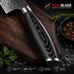 5 PCS Damascus Knife Set | 67 Layer Steel Chef Knives with Pakka Wood Handle | Japanese Style Kitchen | Professional Cookware Gift