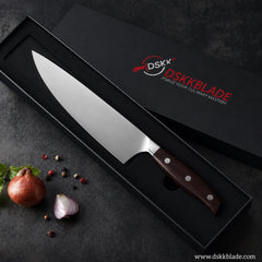 Professional German 1.4116 Stainless Steel Chef Knife 8 Inch – Razor Sharp Kitchen Knife with Ergonomic Wood Handle, Cooking Gift for Home