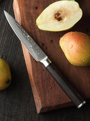 B1Z 5 inch 67 Layers Damascus steel Utility Knife for Cutting Tomatoes, Potatoes, Apples, Citrus Fruits and Cucumbers Having Nature ebony Wood Handle