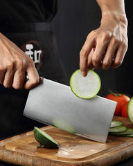 YM3L 7 Inch Cleaver Knife, 3 Layers 440C Composite Steel Having Padauk Wood Handle