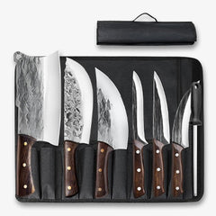 7 Pieces Butcher Chef Knife Set with Roll Bag