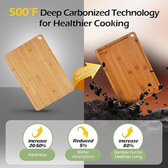 Bamboo Cutting Board for Kitchen with Deep Juice Grooves