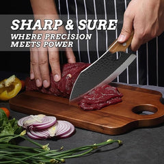 Hand Forged Chef Knife With Leather Sheath