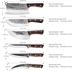 7 Pieces Butcher Chef Knife Set with Roll Bag