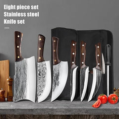 7 Pieces Butcher Chef Knife Set with Roll Bag