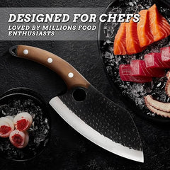 Hand Forged Chef Knife With Leather Sheath