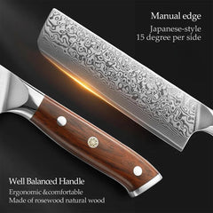 Bold Radiance Series 7.3 inch Damascus Steel Nakiri Knife