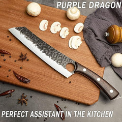 Hand Forged Purple Dragon Chef Cleaver Knife