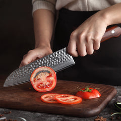 Batonnet Series 7 inch Damascus Steel Santoku Knife