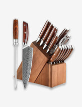 Blade Born Series 15 Pcs Damascus Steel Damascus Knife Set with Triple Rivets Handle