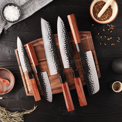 Prime Series 5pcs Japanese Knives Set With Magnet Knife Block