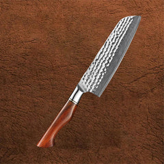 B30R 7 Inch Santoku Knife, 73 Layers Damascus Steel With 14cr14v3monb Powder Steel Having Nature Rosewood Handle