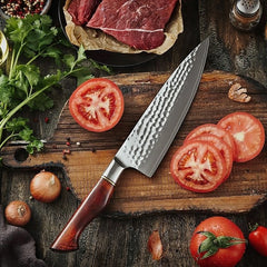 B30R 8 Inch Chef Knife, 73 Layers Damascus Steel With 14Cr14V3MoNb Powder Steel Having Nature Rosewood