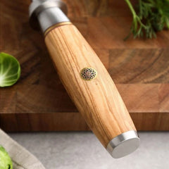 Blaze Series Damascus Steel Sharpen Rod With Olive Wood Handle