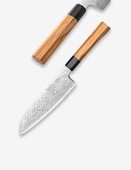 Precision Master Series 7.5 Inch Damascus Steel Santoku Knife With Buffalo Horn Handle