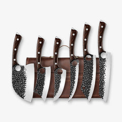 Hand Forged Serbian Chef Knife Set With Full Tang Leather Sheath