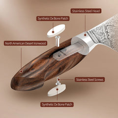 Black Wolf Series 5 Inch Damascus Steel Steak Knife With Walnut Wood Handle