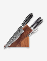 Benchmark Series 5pcs Damascus Knife Set With Pakka Wood Handle