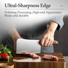 Bias Cut Series 6.7 Inch Bone Chopper Cleaver Having Red Sandalwood Handle