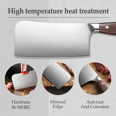 Bias Cut Series 6.7 Inch Bone Chopper Cleaver Having Red Sandalwood Handle