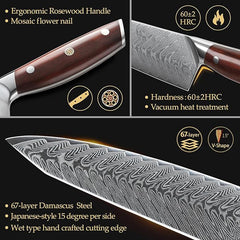 Blade Born Series 15 Pcs Damascus Steel Damascus Knife Set with Triple Rivets Handle