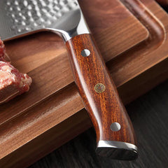 Bravo Series 7 Inch Damascus Steel Cleaver Knife With Desert Iron Wood Handle