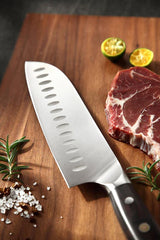 B13 Stainless 7 Inch Santoku Knife, German 1.4116 Steel, Having Nature Ebony Wood Handle