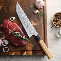 Prime Series 8.5 Damascus Steel Sakimaru Knife with Buffalo Horn Handle