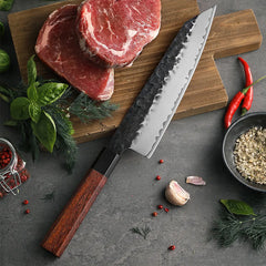 Prime Series 8.5 Damascus Steel Bunka Knife With Black Buffalo Horn Handle