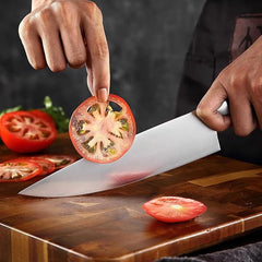 Bias Cut Series 8 Inch German Steel Chef Knife Having Red Sandalwood Handle