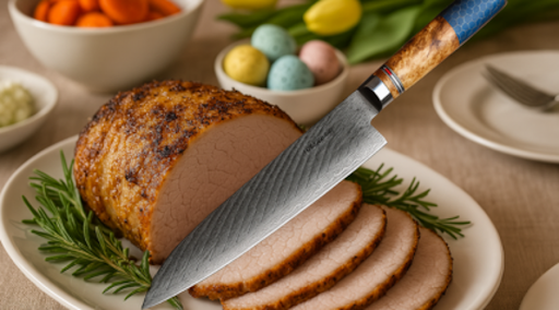 Cut Through the Roast with Style Damascus Chef Knife For Easter Dinner