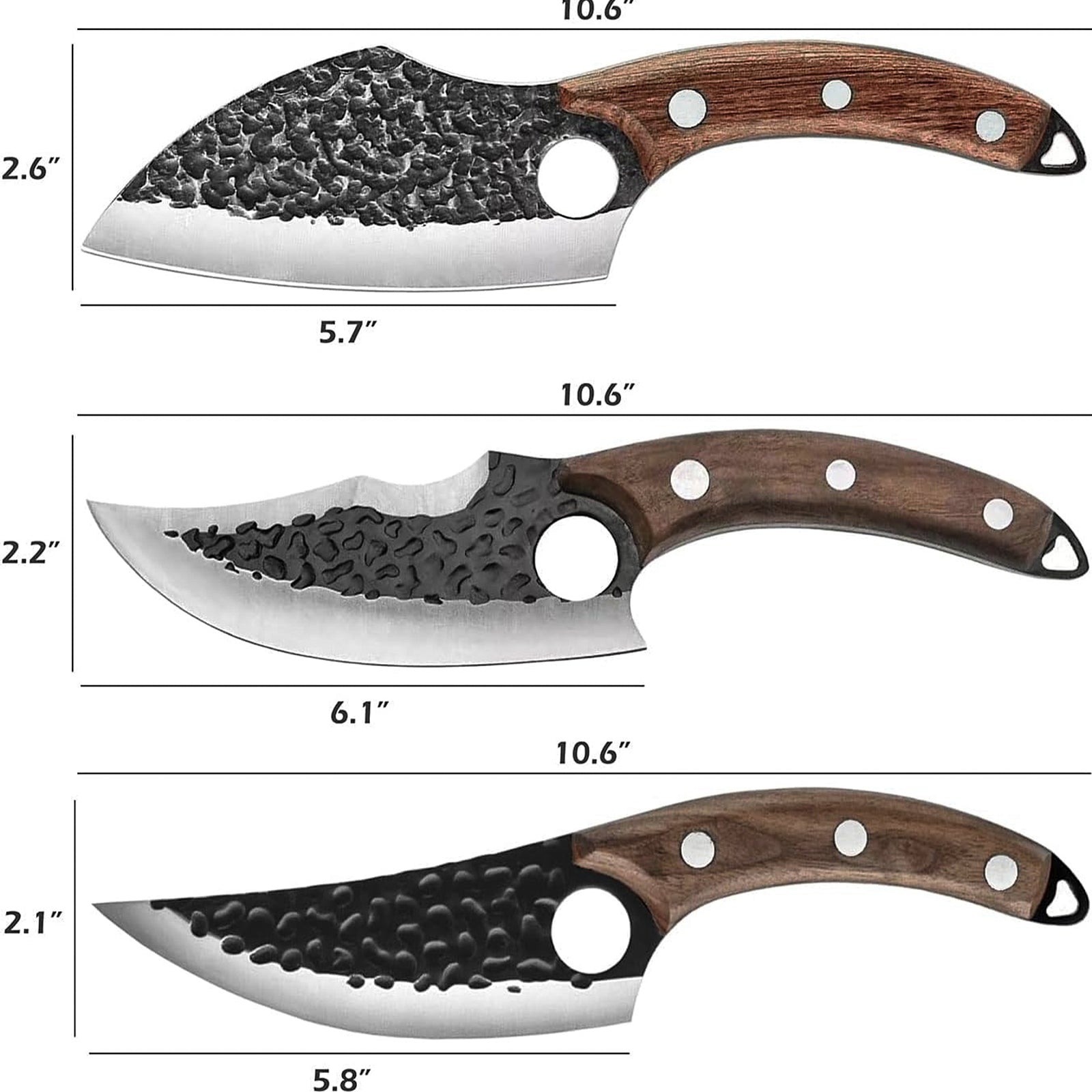 Handmade Forged Chef Knife Set – 3 Pcs High Carbon Steel with Leather Sheaths