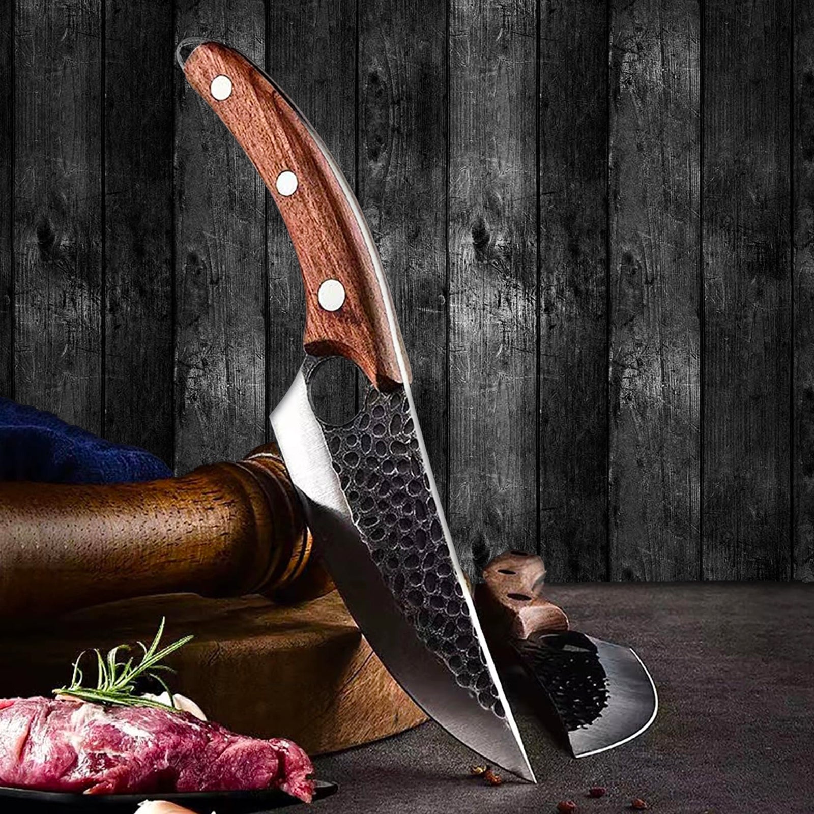 Handmade Forged Chef Knife Set – 3 Pcs High Carbon Steel with Leather Sheaths