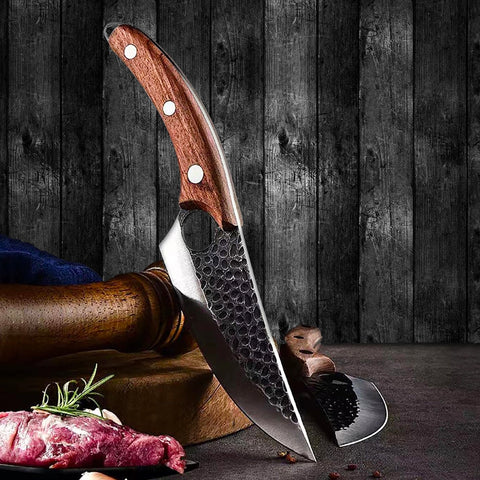 Handmade Forged Chef Knife Set – 3 Pcs High Carbon Steel with Leather Sheaths