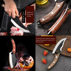 Handmade Forged Chef Knife Set – 3 Pcs High Carbon Steel with Leather Sheaths