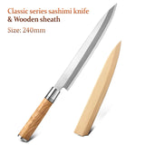 DSKK 240 Sashimi Knife+ Wooden Sheath, Having Nature Olive Wood Handle