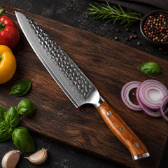 5 Piece Damascus Steel Kitchen Knife Set – Professional Chef Knives with Desert Iron Wood Handles, Luxury Cooking Gift Set