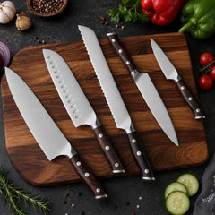 German Steel Kitchen Chef Knife with Natural Ebony Wood Handle – Razor Sharp Professional Cooking Knives, Premium Kitchen Gift Set