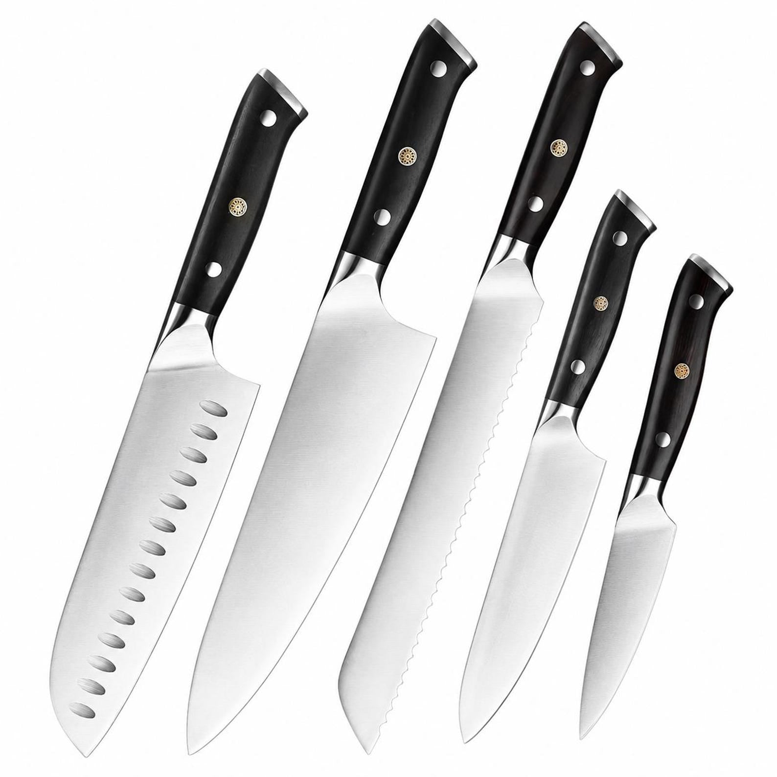 German Steel Kitchen Chef Knife with Natural Ebony Wood Handle – Razor Sharp Professional Cooking Knives, Premium Kitchen Gift Set
