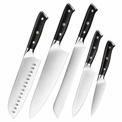 German Steel Kitchen Chef Knife with Natural Ebony Wood Handle – Razor Sharp Professional Cooking Knives, Premium Kitchen Gift Set