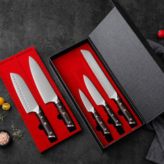 German Steel Kitchen Chef Knife with Natural Ebony Wood Handle – Razor Sharp Professional Cooking Knives, Premium Kitchen Gift Set