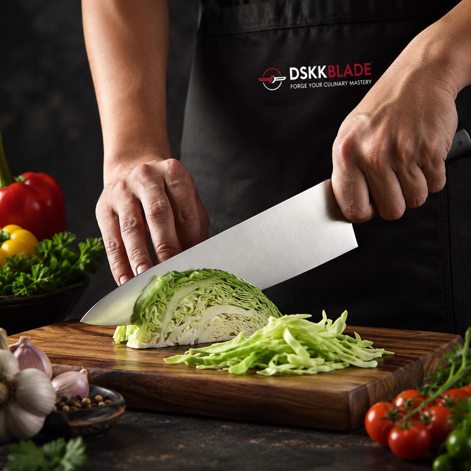 German Steel Kitchen Chef Knife with Natural Ebony Wood Handle – Razor Sharp Professional Cooking Knives, Premium Kitchen Gift Set