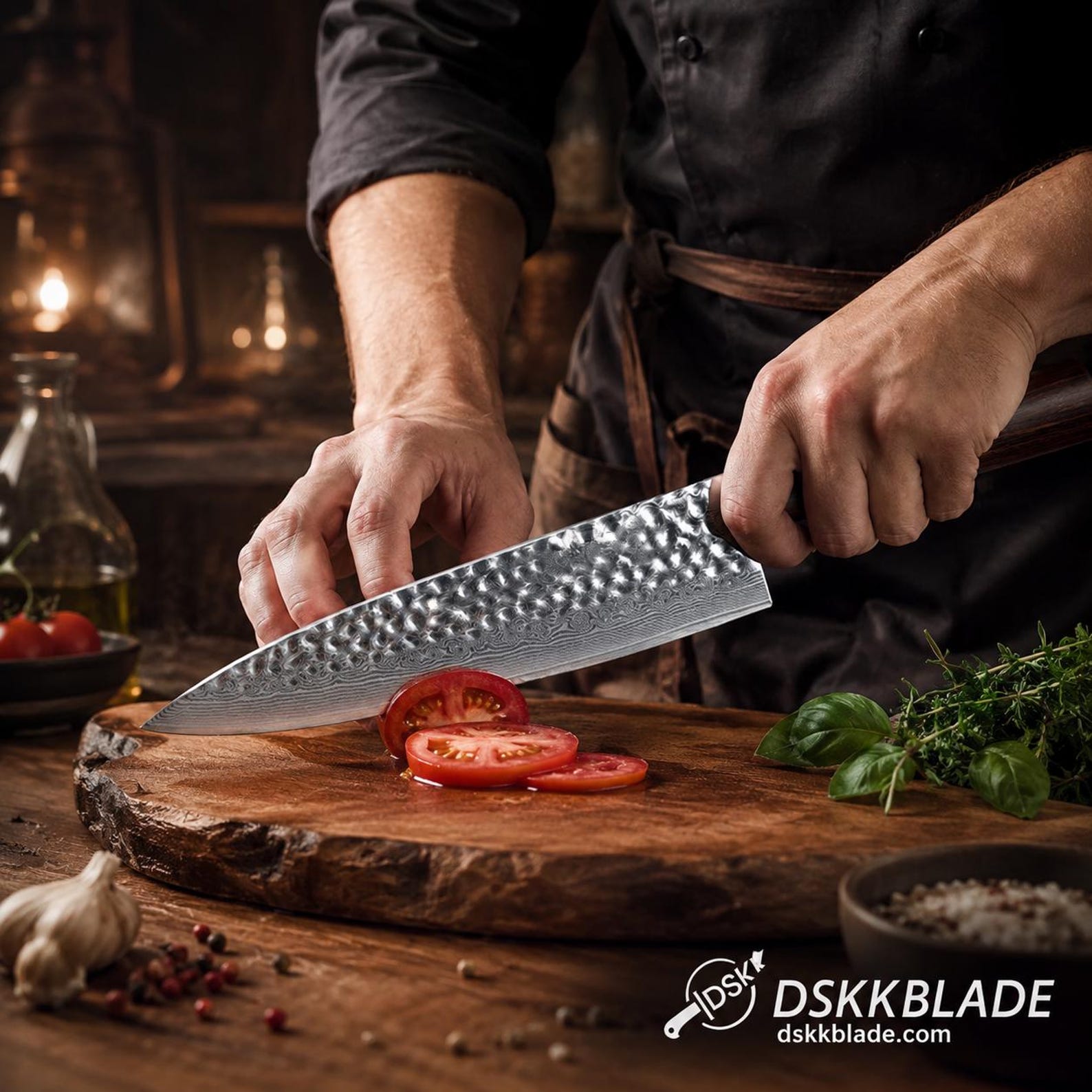 8 Inch Damascus Chef Knife, 67 Layer Steel, Ebony Wood Handle, Professional Kitchen Tool