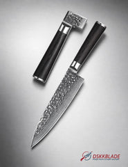 8 Inch Damascus Chef Knife, 67 Layer Steel, Ebony Wood Handle, Professional Kitchen Tool
