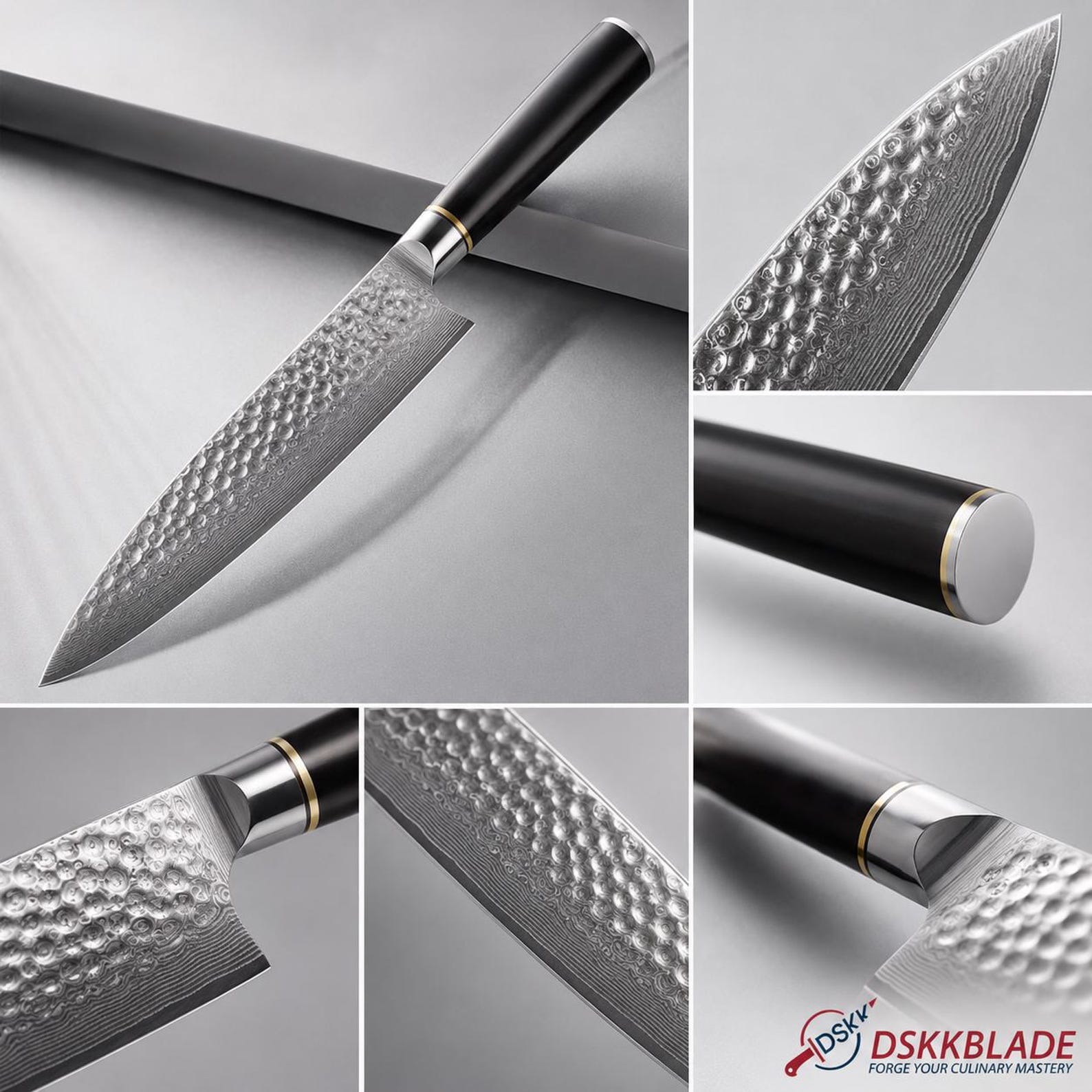8 Inch Damascus Chef Knife, 67 Layer Steel, Ebony Wood Handle, Professional Kitchen Tool