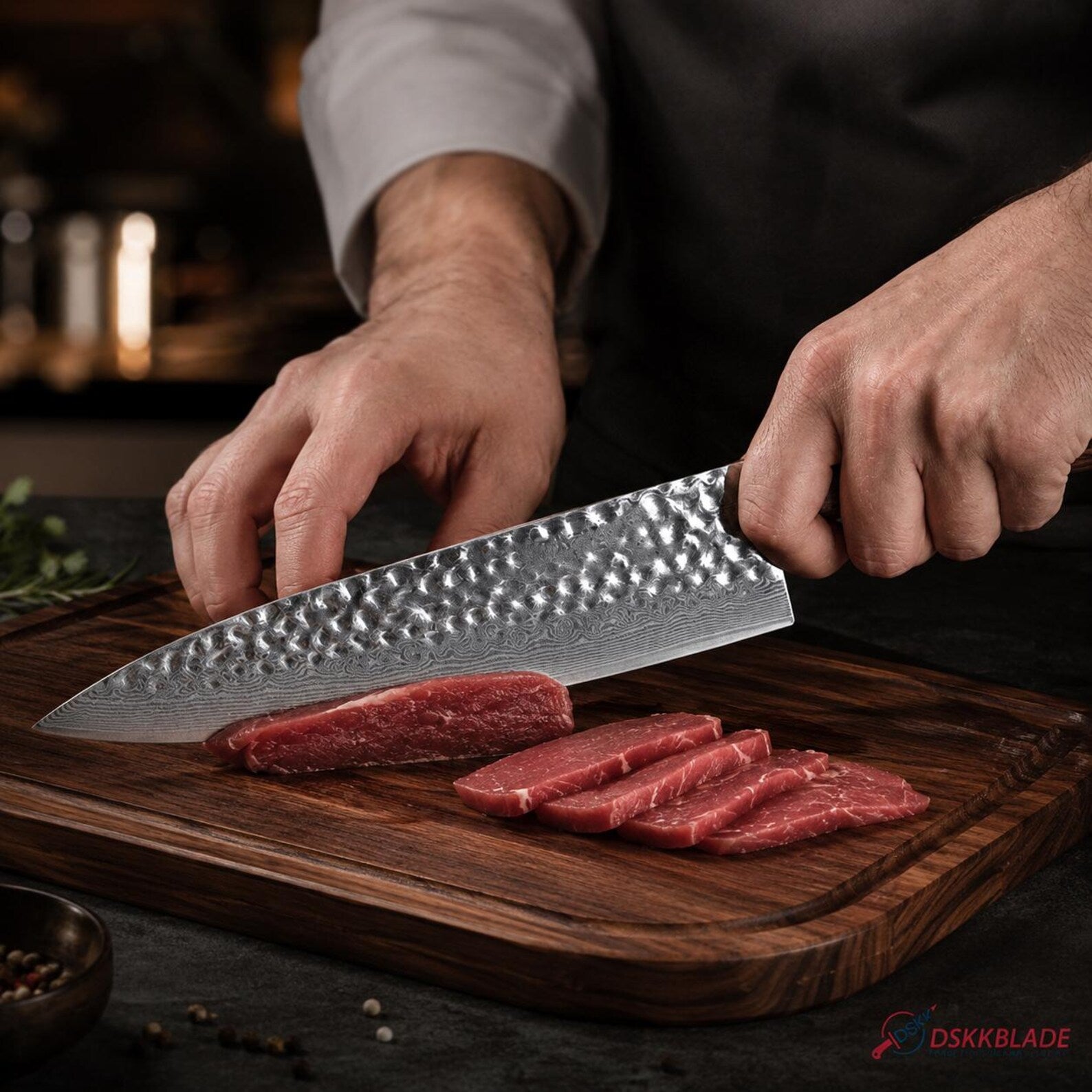 8 Inch Damascus Chef Knife, 67-Layer Steel Blade, Pakkawood Handle, Double Bevel