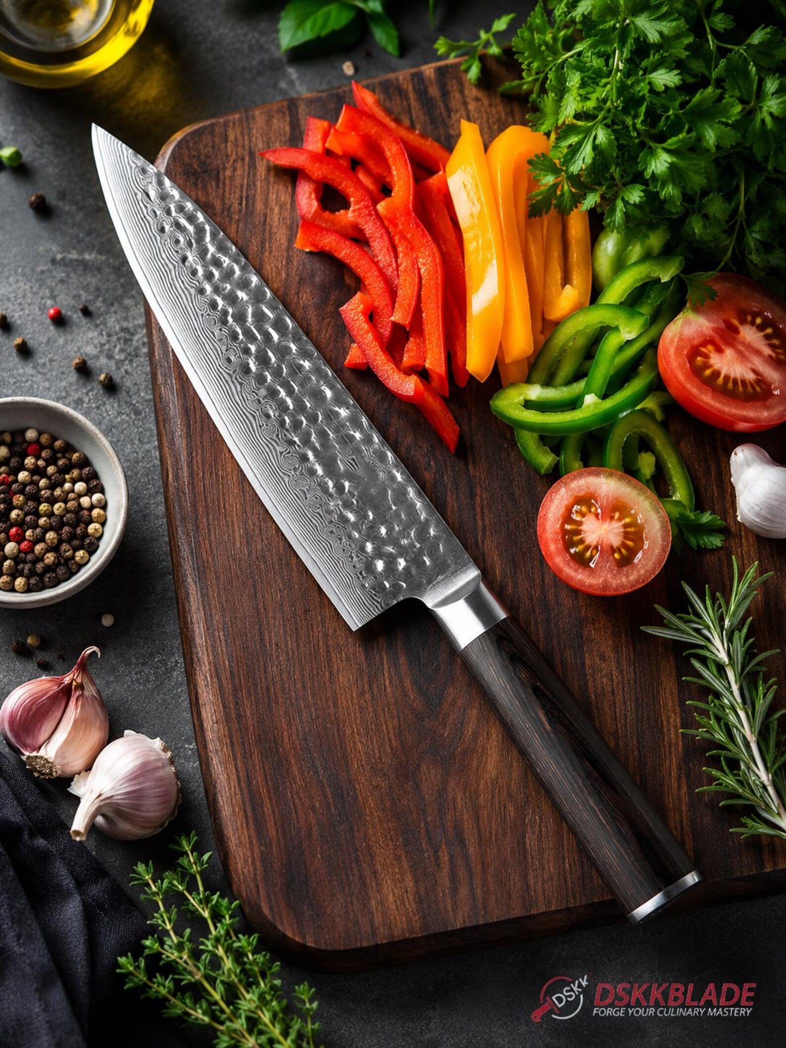 8 Inch Damascus Chef Knife, 67-Layer Steel Blade, Pakkawood Handle, Double Bevel